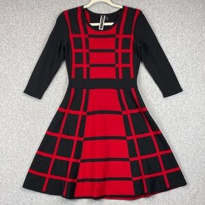 Julian Taylor midi sweater dress womens S color block art minimalist career